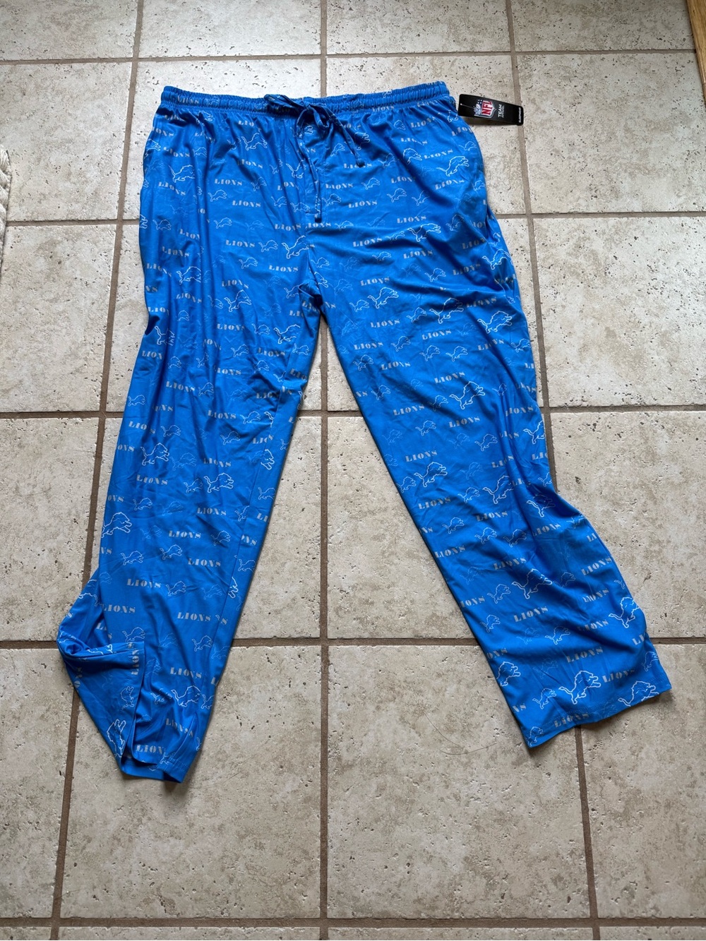 NFL Royal Blue Detroit Lions Lounge Pants with Drawstring NWT